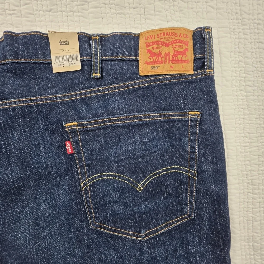 Levi's 559 Relaxed Straight Fit Jeans Blue Big & Tall Men's 54x29 NEW Stretch‎